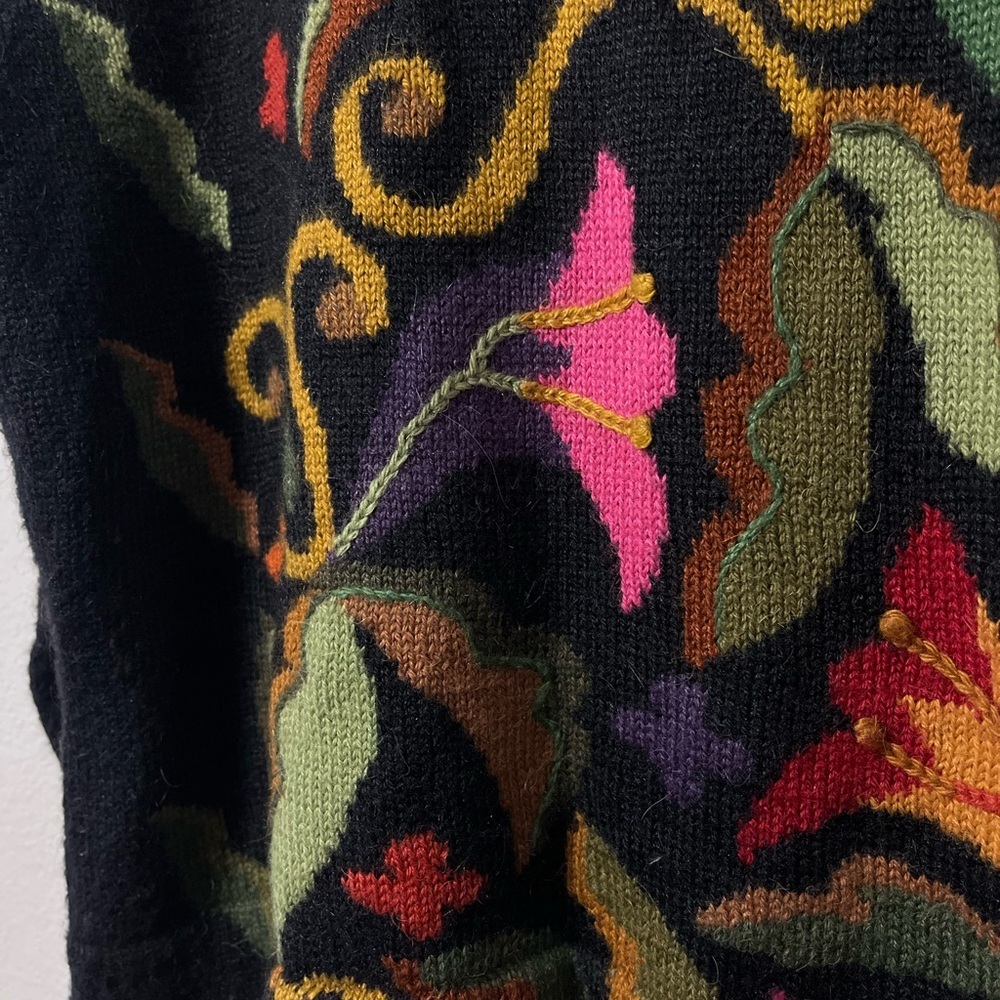 Tabask Alpaca Wool Blend Cardigan Handmade Peru Women M/L Artsy Boho Chunky Knit - Picture 8 of 13